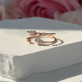 Floating Diamond Flower Wrap Ring in Solid 14k Rose Gold