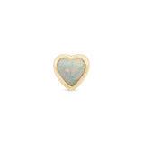 Solid 14k Gold Opal Heart Stud Earring