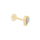 Solid 14k Gold Opal Heart Stud Earring