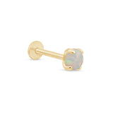 Solid 14k Gold Opal Prong Set Stud Earring