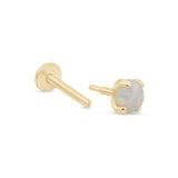 Solid 14k Gold Opal Prong Set Stud Earring