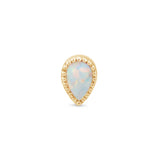 Solid 14k Gold Teardrop Opal Milgrain Stud Earring