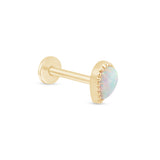 Solid 14k Gold Teardrop Opal Milgrain Stud Earring