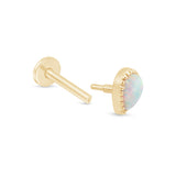 Solid 14k Gold Teardrop Opal Milgrain Stud Earring