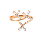 Floral Diamond Wrap Around Ring in Solid 14k Rose Gold