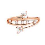 Diamond Butterfly Wrap Cocktail Ring in Solid 14k Rose Gold
