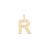 Radiant-Cut Initial Pendant in Solid 10k Yellow Gold - R