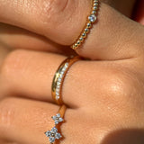 Beaded Sapphire Bezel Ring in Solid 14k Yellow Gold