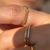Beaded Sapphire Bezel Ring in Solid 14k Yellow Gold