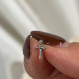 Dagger Flat Back Stud Earrings in Solid 14k White Gold
