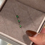 Emerald Flat Back Stud Earrings Milgrain Set in Solid 14k Yellow Gold