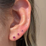 Ruby Flat Back Stud Earrings Milgrain Set in Solid 14k Yellow Gold