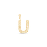 Radiant-Cut Initial Pendant in Solid 10k Yellow Gold - U