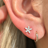 Marquise Flower Flat Back in Solid 14k White Gold