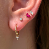 Ruby Double Marquise Flat Back Stud Earrings in Solid 14k Yellow Gold
