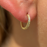 Gemstone Cartilage Hoop Earring in Solid 14k Yellow Gold