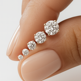 Diamond Threaded Flat Back Stud Earrings in Solid 14k White Gold