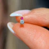 Diamond and Ruby Flat Back Stud Earrings in Solid 14k Yellow Gold