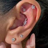 Diamond Threaded Flat Back Stud Earrings in Solid 14k White Gold