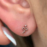 Snake Flat Back Stud Earrings in Solid 14k Yellow Gold