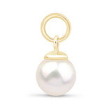 Hoop with Pearl Charm in Solid 14k Yellow Gold