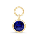 Hoop with Bezel Set Sapphire Charm in Solid 14k Yellow Gold