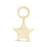 Hoop with Star Charm in Solid 14k Yellow Gold