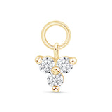 Hoop with Gemstone Trinity Charm in Solid 14k Yellow Gold