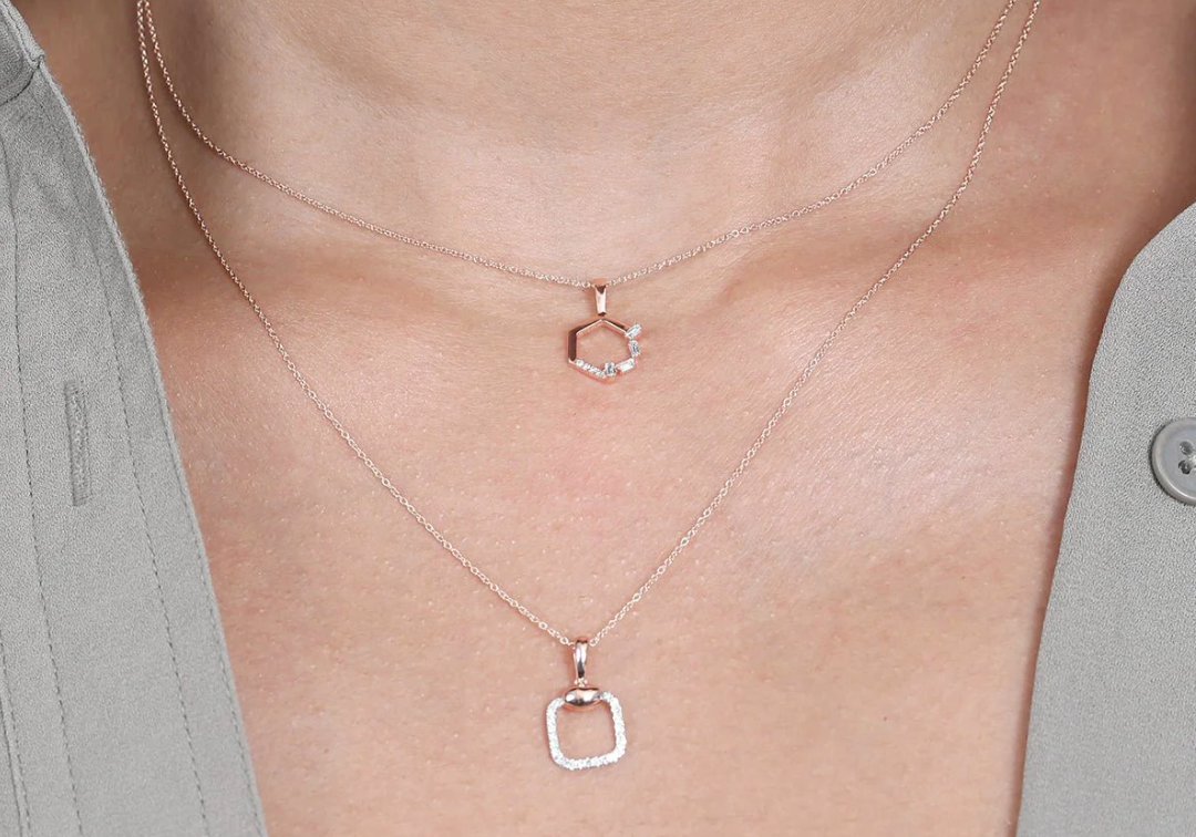 diamond pave cushion necklace