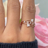 Diamond Butterfly Wrap Cocktail Ring in Solid 14k Rose Gold