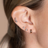 a close up of a person wearing a pair of ear piercings