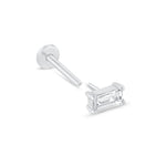 a pair of diamond earrings on a white background