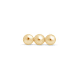 Three Bead Bar Flat Back Stud Earrings in Solid 14k Yellow Gold