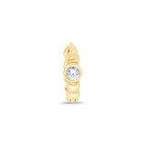 Diamond Beaded Huggie Hoop in Solid 14k Yellow Gold