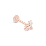 Minimalist Bee Flat Back Stud Earrings in Solid 14k Rose Gold