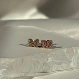 Diamond Pavé Butterfly Screw Back Earrings in Solid 14k Rose Gold
