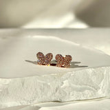 Diamond Pavé Butterfly Screw Back Earrings in Solid 14k Rose Gold