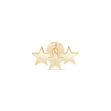 Three Star Flat Back Stud Earrings in Solid 14k Yellow Gold