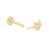Three Star Flat Back Stud Earrings in Solid 14k Yellow Gold