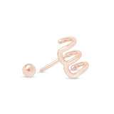 Triple Illusion Hoop Ball Back Huggie Stud in Solid 14k Rose Gold