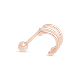 Triple Illusion Hoop Ball Back Huggie Stud in Solid 14k Rose Gold