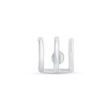 Triple Illusion Hoop Ball Back Huggie Stud in Solid 14k White Gold