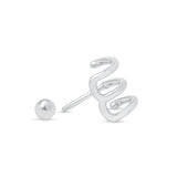 Triple Illusion Hoop Ball Back Huggie Stud in Solid 14k White Gold