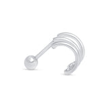 Triple Illusion Hoop Ball Back Huggie Stud in Solid 14k White Gold