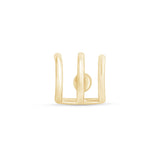 Triple Illusion Hoop Ball Back Huggie Stud in Solid 14k Yellow Gold