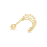 Triple Illusion Hoop Ball Back Huggie Stud in Solid 14k Yellow Gold