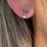 Emerald Double Marquise Drop in Solid 14k Yellow Gold