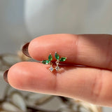 Emerald Double Marquise Drop in Solid 14k Yellow Gold