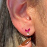 Ruby Double Marquise Drop Flat Back in Solid 14k Yellow Gold