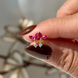 Ruby Double Marquise Drop Flat Back in Solid 14k Yellow Gold